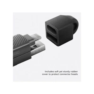 BAZIC GOCHARGE ALUCABLE, 4 IN 1 ALUMINIUM CHARGING CABLE WITH USB A/C INPUT AND USB C/LIGHTNING OUTPUT. PD FAST CHARGE 1M - BLACK